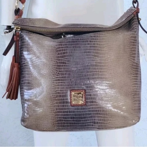 Dooney & Bourke Handbags - Dooney & Bourke snake skin bag with natural leather trim